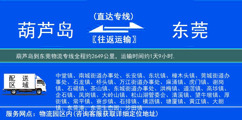 葫蘆島到物流專線